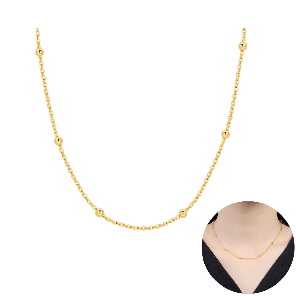 Pearl Necklace - Orstarry S925 Sterling Silber 18k Gold
