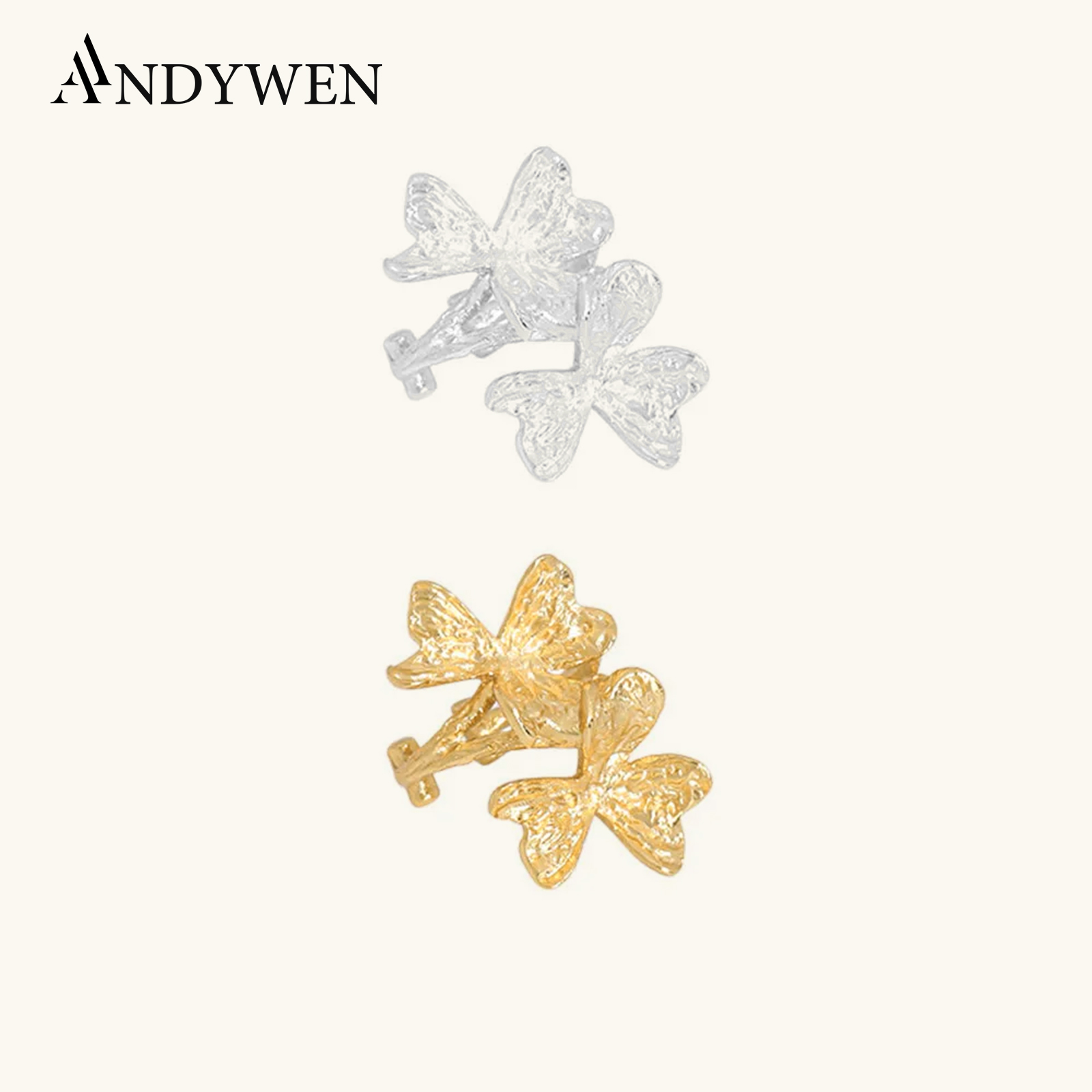 Ear Cuff No Piercing - ANDYWEN 925 Sterling Silber Plain Blume