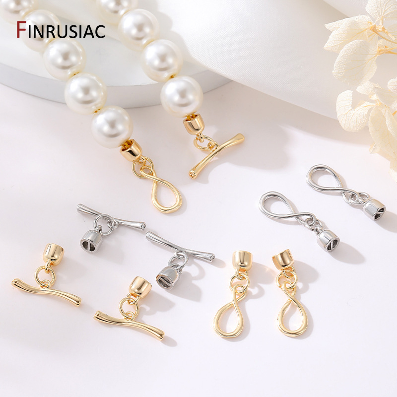 Pearl Necklace - 14K vergoldete Unendlichkeitssymbol OT Knebelverschlüsse für