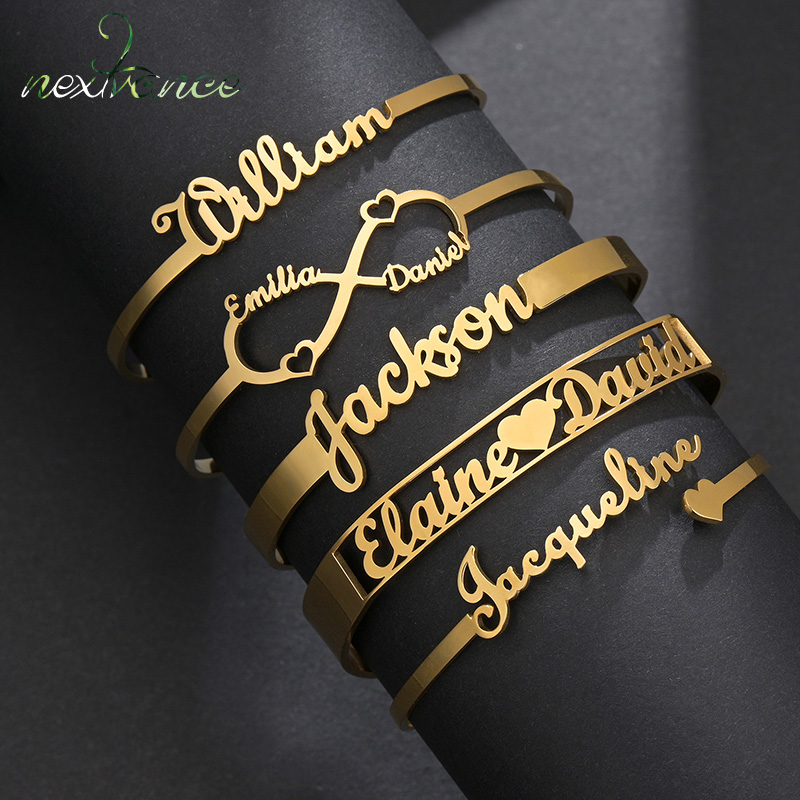 Rose Gold Bracelet - 20 Stile, modische, individuelle Namensarmbänder, Buchstaben-Edelstahl,
