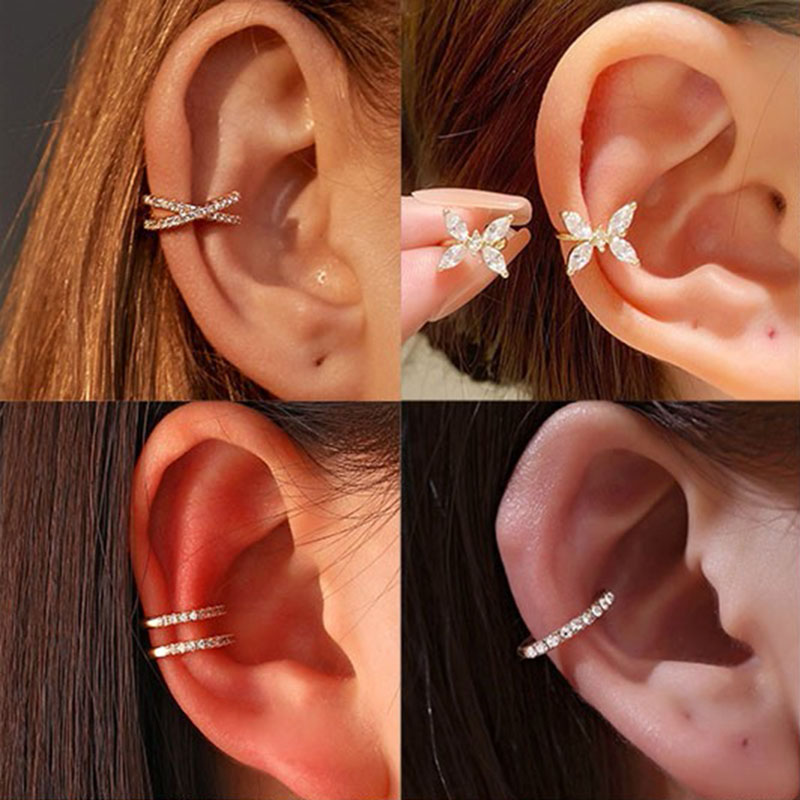 Ear Cuff No Piercing - Koreanische Kristall-Ohrclips für Damen, Ohrklemmen, Schmuck,