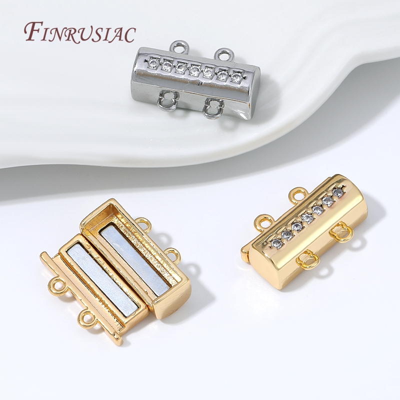 Pearl Necklace - Magnetischer Halskettenverschluss, 18K vergoldeter Verbinder, Doppelloch-Perlenverschluss,