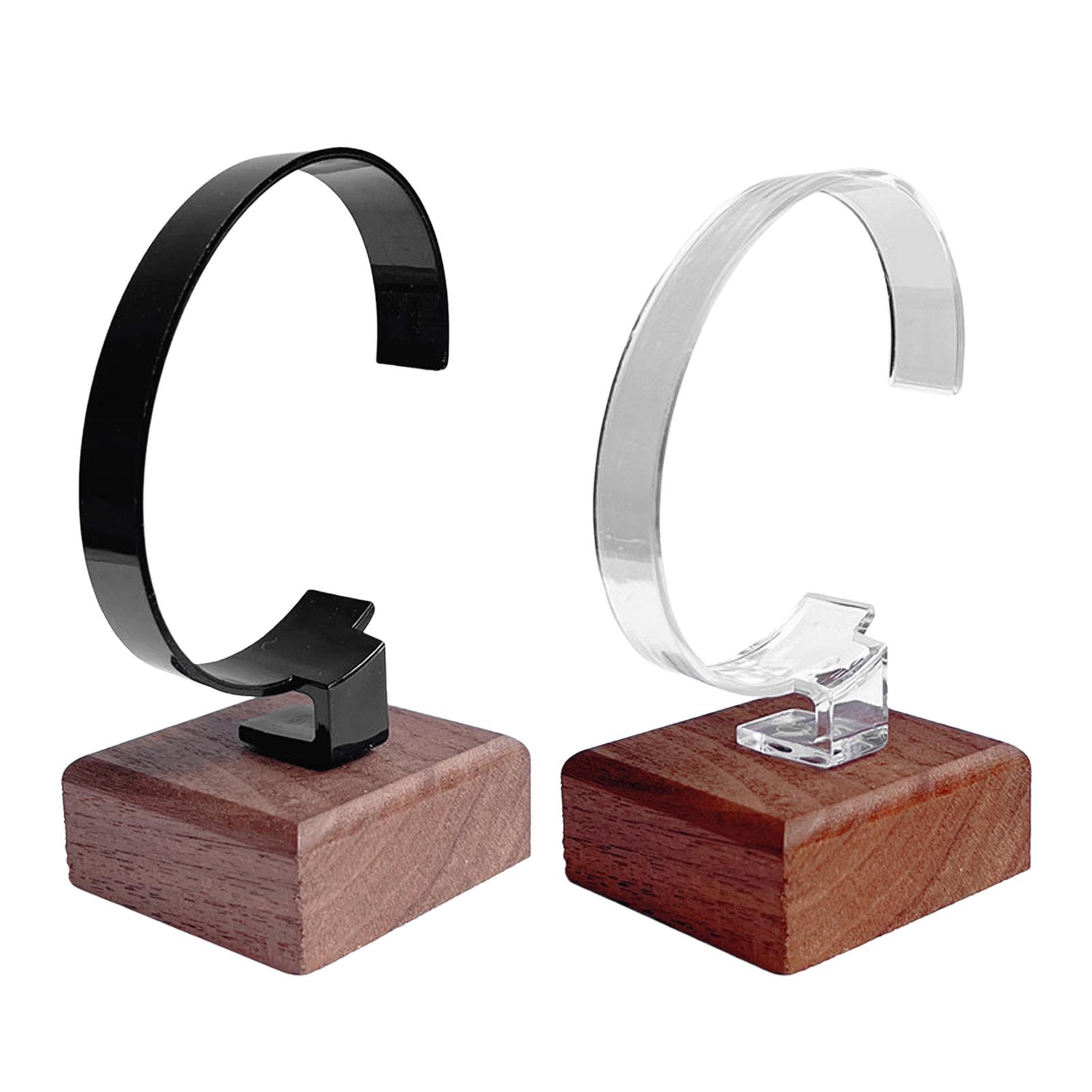 Jewelry And Watches Inc - C-förmiger Uhrenständer mit stabiler Holzbasis –