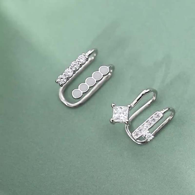 Ear Cuff No Piercing - 925 Sterling Silber Asymmetrische Kubische Zirkon