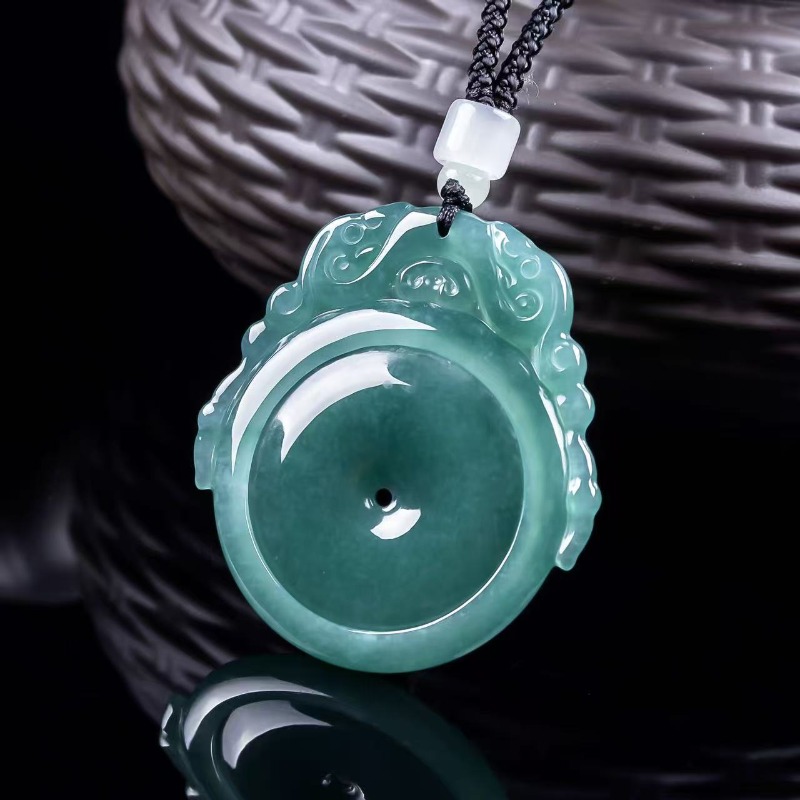 Jewelry & Watches Store - Natürlicher Echter Smaragd Blau-Wasser Friedensschnalle Drachen-Anhänger
