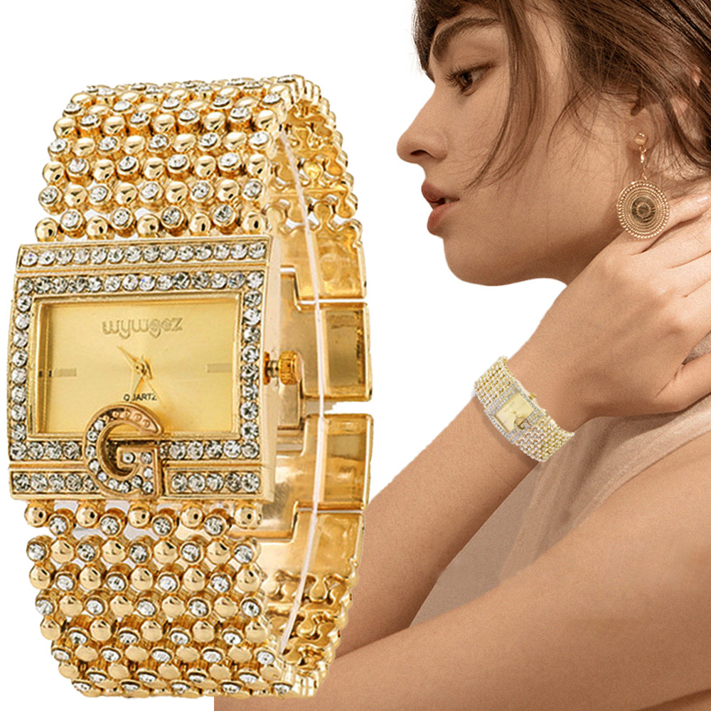 Jewelry Diamond Watches - Einfache quadratische Gold uhren Frauen Mode
