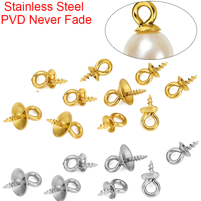 Pearl Necklace - 20 Stück Edelstahl-Perlenanhänger-Haken, Verbindungsstücke, Ösennadeln, Charms,