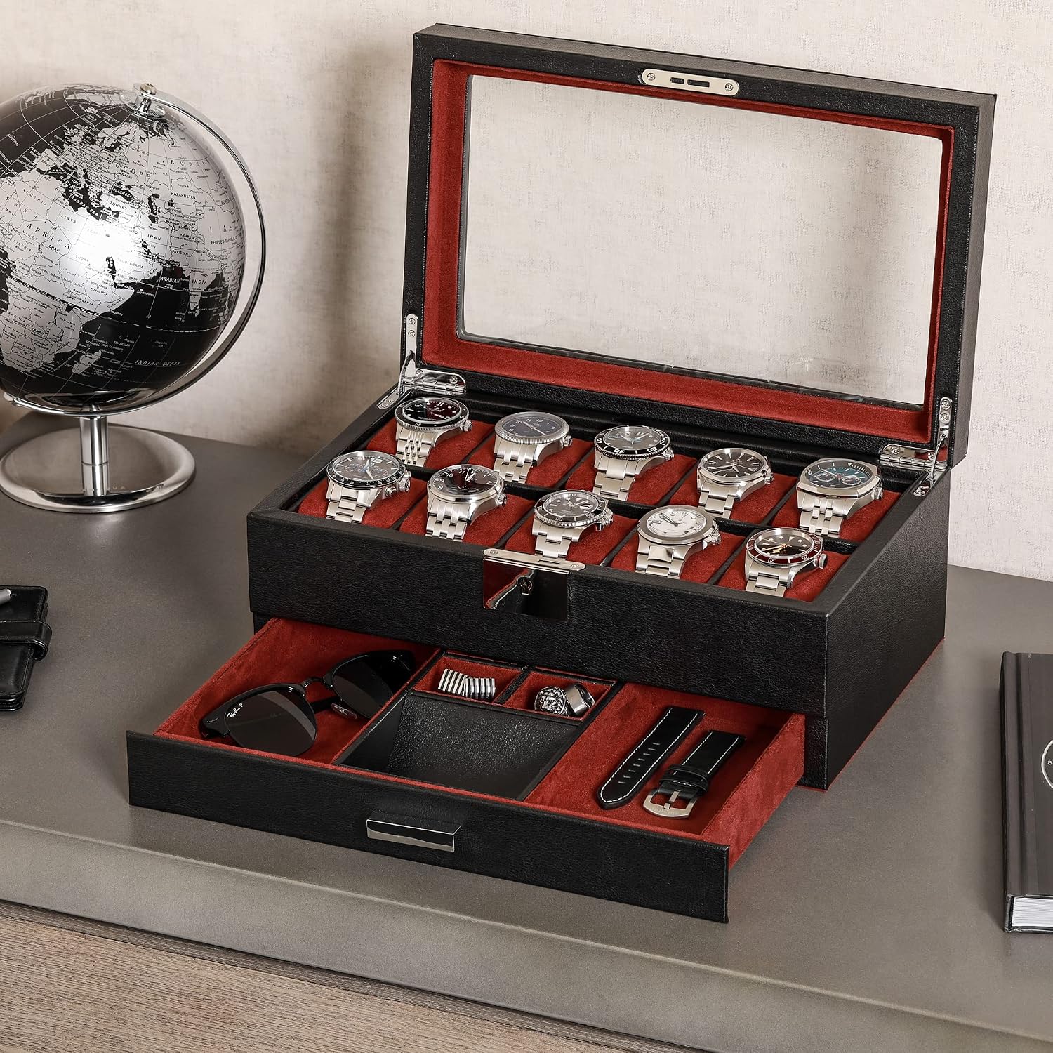 10-Fach Uhrenbox aus Leder mit – Jewelry Box Organizer Watches Bewertung und Preis